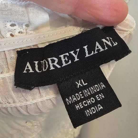 Audrey‎ Lane Cottage Peasant White Smocked Ruffle Flutter Sleeve Top Size XL - Picture 6 of 7